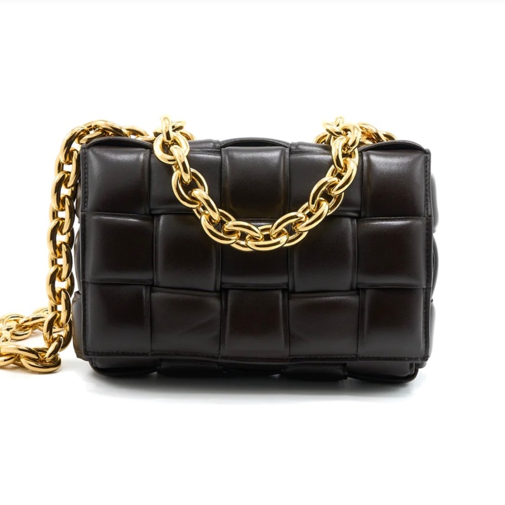 HOST PICK⭐️BOTTEGA VENETA CHAIN CASSETTE BAG -Padded lambskin leather-DARK BROWN - Picture 1 of 16